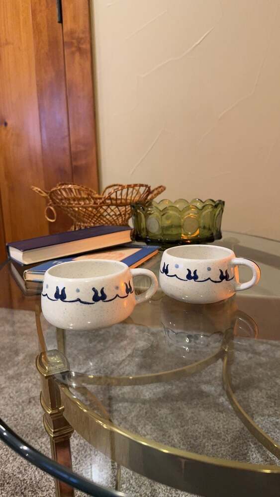 Vintage Metlox Poppytrail Provincial Blue Coffee Tea Mug Set of Two